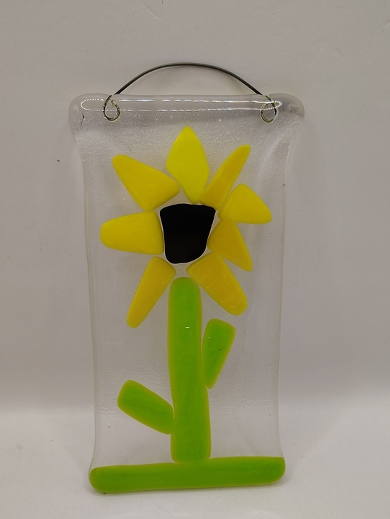 Other - Unique Small Handmade Fused Glass Sunflower Wall Hanging - Unsigned